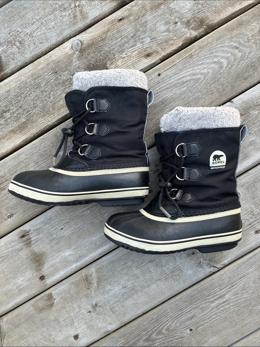 Sorel Black Kids Waterproof Snow Boots